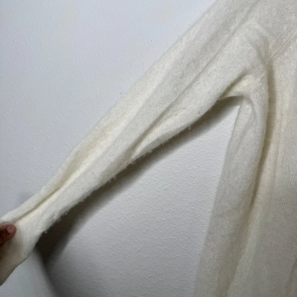 PORTOLANO 100% Cashmere Cream Pullover Sweater‎ Long Sleeve Women's Size M